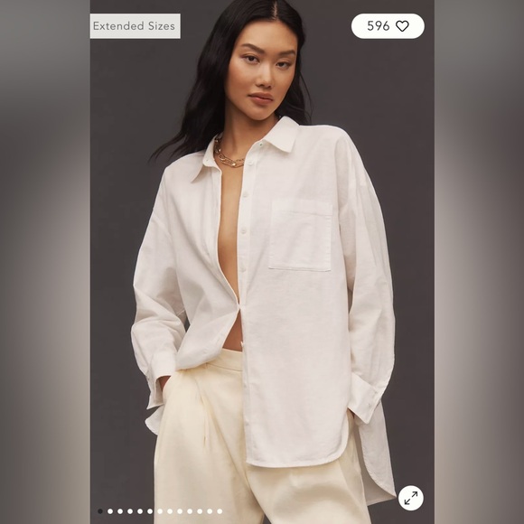 Maeve/Anthropologie The Bennet Buttondown Shirt: Linen Edition Ivory Size SP NWT
